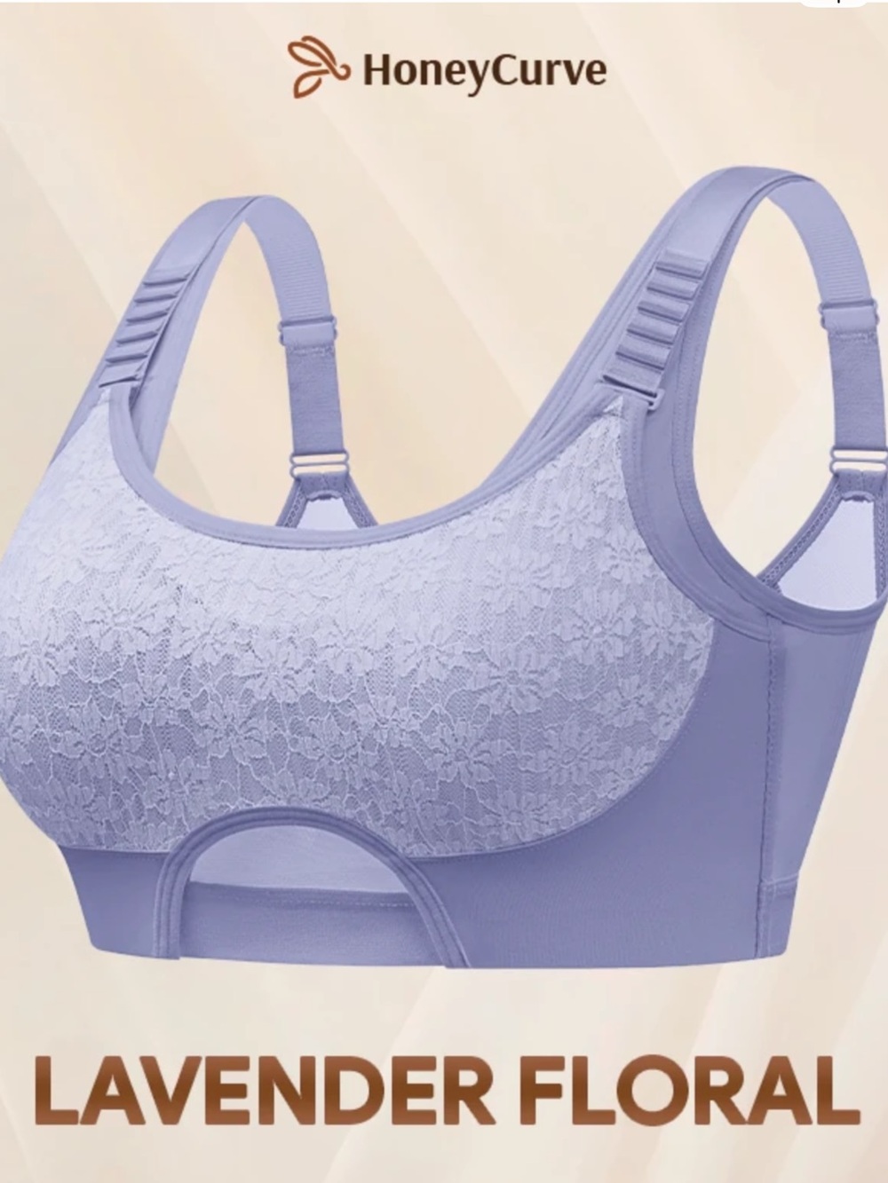 Honey curve Lavender Floral Lace Comfort Bra